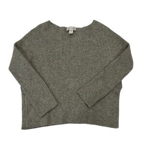 Revive Cashmere Gray Ribbed Crew Neck Sweater Size XSmall